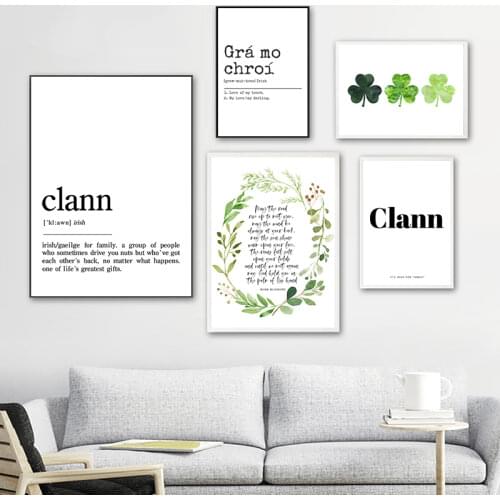 Irish Love Quote Grá mo chroí Definition Print Black White Canvas Poster Modern Wall Art Painting Decorative Picture Home Decor