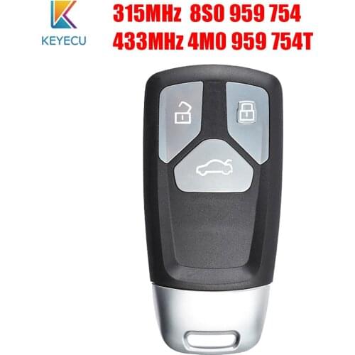 Keyecu for Audi A4 A5 Q7 SQ7 TT 2017 2018 Remote Car Key Fob 3 Buttons 315MHZ 8S0 959 754, 433MHZ 4M0 959 754T