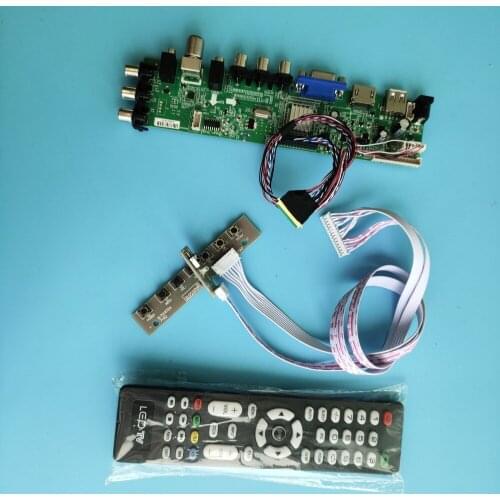 Kit For LTN140AT20-W02/LTN140AT20-W05 screen 1366X768 controller board LED USB VGA TV Panel DVB-T2 HDMI AV Signal digital remote