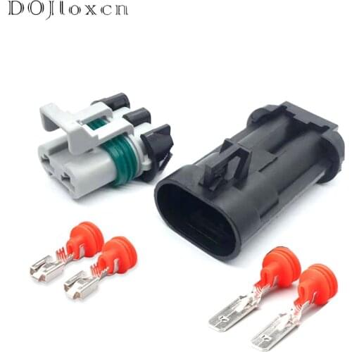 1 Set 2 Pin Delphi Electronic Ford Fan Headlamp Wiring Plug Power ABS Pump Black Waterproof Connector With Terminal 15363990