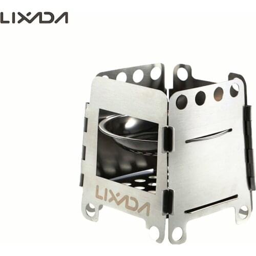 Lixada Portable Titanium Lightweight Folding Wood Stove Pocket Stove Outdoor Cooking Backpacking Camping Stove set accessories