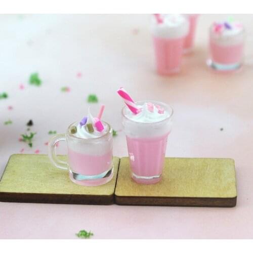 1:12 dollhouse miniature Mini Strawberry milkshake candy food toy doll accessories toy for forest animal family collectible Gift