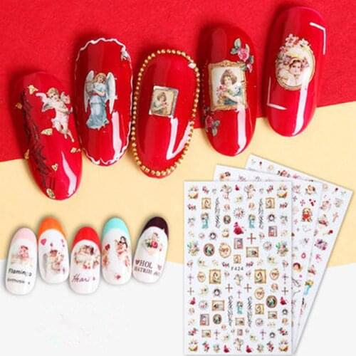 Newest F424 426 Angel pattern nail sticker 3d back glue DIY nail decal decorations manicure for nail art design