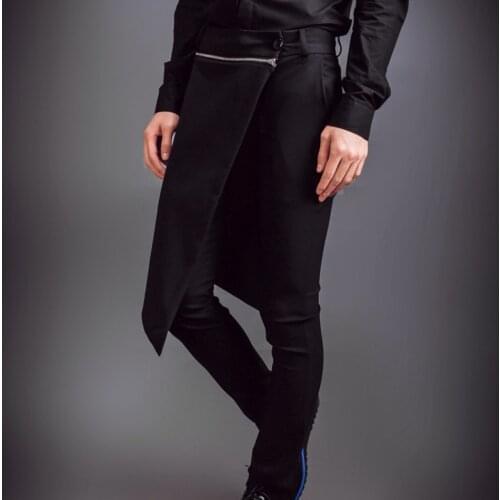 Hot 2020 Spring New Fashion Punk Mens Clothing Trousers Slim Black Harem Pants Culottes Novelty Stage Costumes