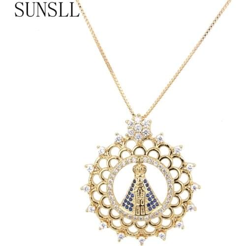 SUNSLL New Arrival Delicate Round Pure White AAA Cubic Zirconia Bridal Wedding Pendant Necklace Jewelry for Women Anniversary
