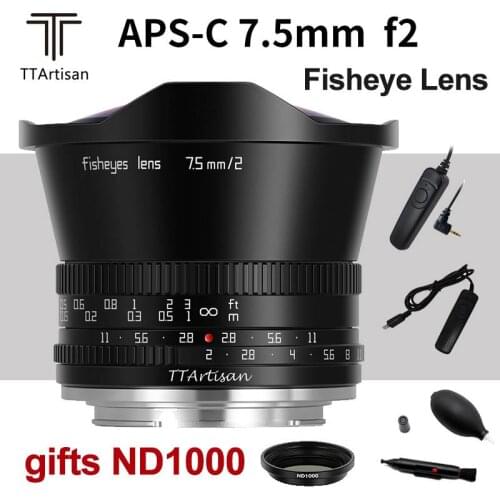 TTArtisan 7.5mm F2 Fisheye Lens APS-C Camera Lens for Fujifilm X XS10 X-T30 X-Pro3 for SONY E A6500 A6600 NEX-5 NEX-7 Camera