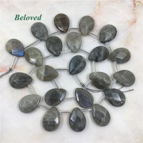 Teardrop Faceted Flash Labradorite Slice Loose Beads, Water Drop Blue Spectrolite Slab Bracelet Making Spacer Findings, BG18066