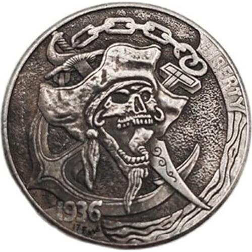 1936 Wanderer Hobo Commemorative Coins Pirate Skull Coin Collection Crafts Souvenir Home Decoration Accessories Gift