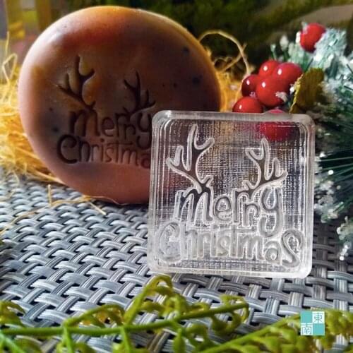 Soap Stamp Merry Christmas Reindeer Antlers Pattern Seal For Handmase Soap Making Tools Signature Standard 4CM