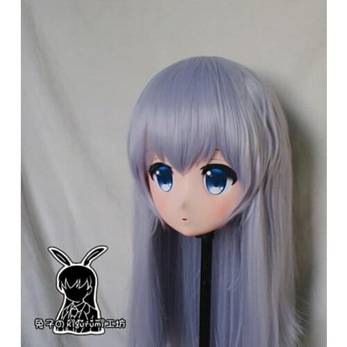 RB6506)Quality Handmade Female Resin Cosplay Japanese Role Play Anime Kafuu Chino Kigurumi Crossdress Doll Transgender Mask