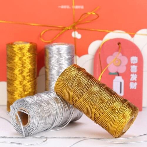 100m Metallic Yarn Macrame Cord 1.5mm Rope Ribbon Crafts Gold Silver Rope String for Sewing Twine Thread Home Textile Decoration