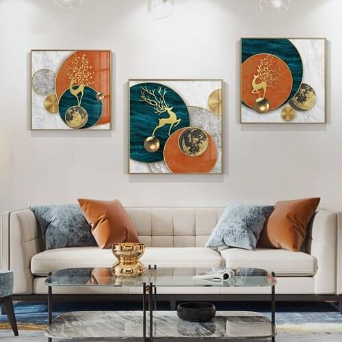 Nordic Modern Abstract Geometry Marble Gold Combination Wall Art Picture Poster Print For Living Room Home Canvas Painting Decor