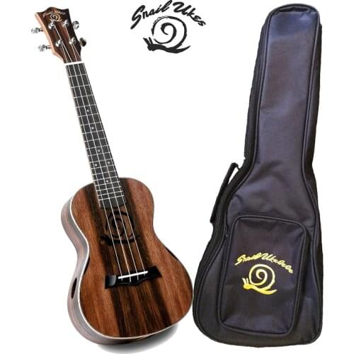 SNAILUKES 23 Inch Ukulele Concert Hawaii Guitar Ebony Wood With Bag/Tuner/Capo/Strap