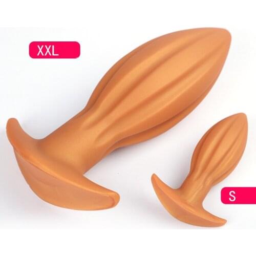 Super Soft Huge Anal Plug Gold Liquid Silicone Big Butt Plug Vaginal Anus Dilator Prostate Massage Erotic Gay Anal Sex Toys