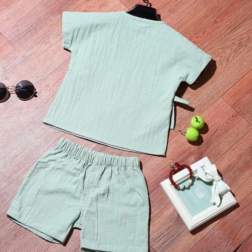 Chinese Traditional Childrens Tang Suit Classical Hanfu Clothes Summer Chinese Style Suit Short Sleeve Hanfu Costumes for Baby