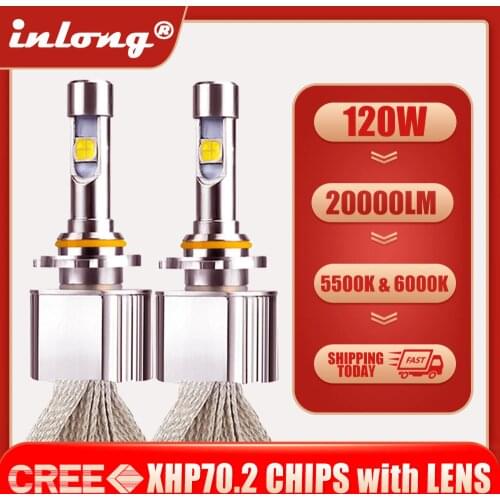 Inlong H7 H4 H11 LED Bulbs CREE XHP70 Second Generation 6000K 20000LM 9005 D1S D2S D3S Car Led Headlight H8 HB3 9012 Fog Lights
