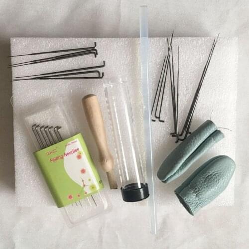 WFPFBEC wolvilt wool for needle felting wool roving fiber tools kit handle FELTING NEEDLE with 22 needles crafa naaldvilten