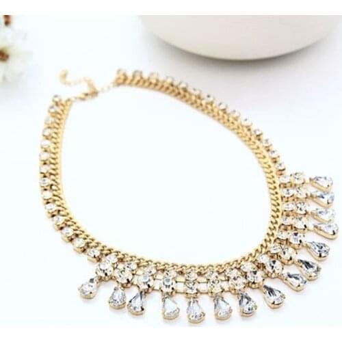 YFJEWE Gold Chain Handmade Water Drop Women Rhinestone fashion Metal Vintage Necklace Wedding Party Necklace Jewelry Gift #N025