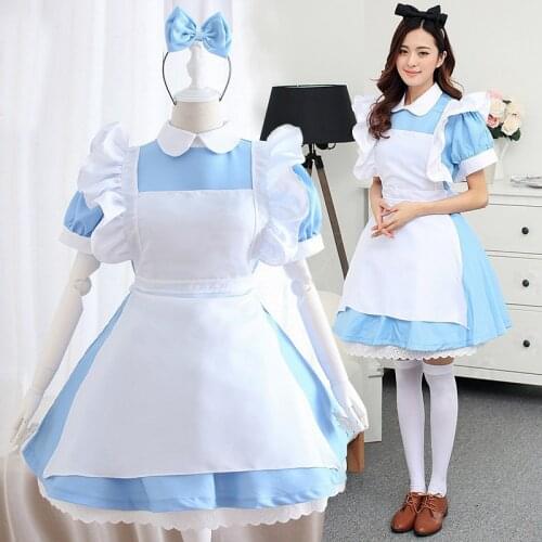 Alice in Wonderland Costume Lolita Dress Maid Cosplay Fantasia Carnival Halloween Costumes for Women