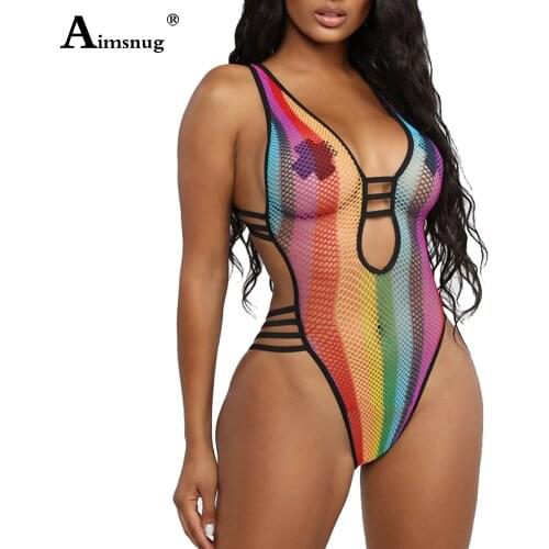 Women High Waist Swimwear Transparent One-Piece Swimsuit 2021 Fashion Stripes Bathing Suits Female Sexy V-neck Onesie Beachwear