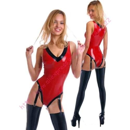 Women original design sexy V-shape neck latex catsuit w/o stockings for women plus size Hot sale Customize Service