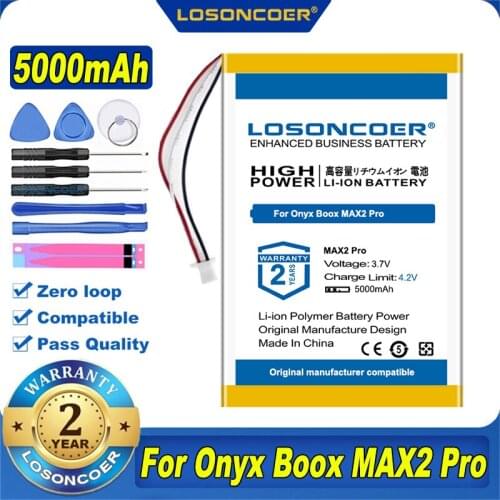 100% Original LOSONCOER NEW 5000mAh Battery For Onyx Boox MAX2 Pro Ebook Batteries in stock