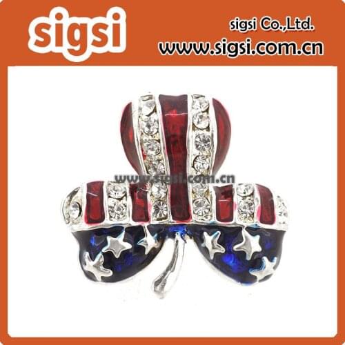 100pcs 40mm American Flag Clover Tack Pin Brooch for July 4th