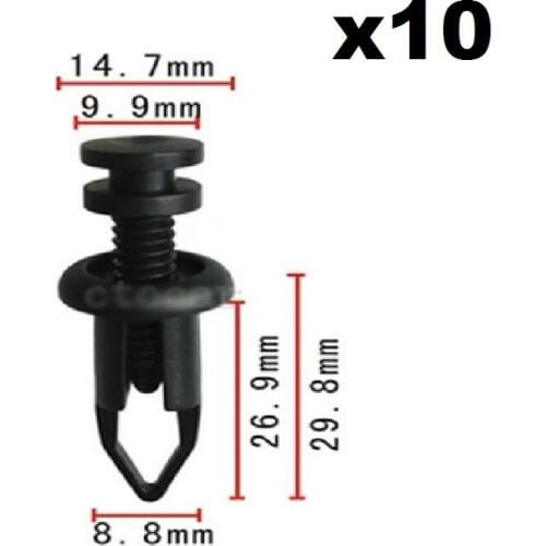 10xpc Nylon Fastener Rivet PushType Retainer Clip Bumper For Toyota For Nissan 90467-09096