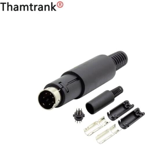 3PCS Mini 6 Pin DIN Male Solder Connector With Plastic Handle Soldering cables DIY