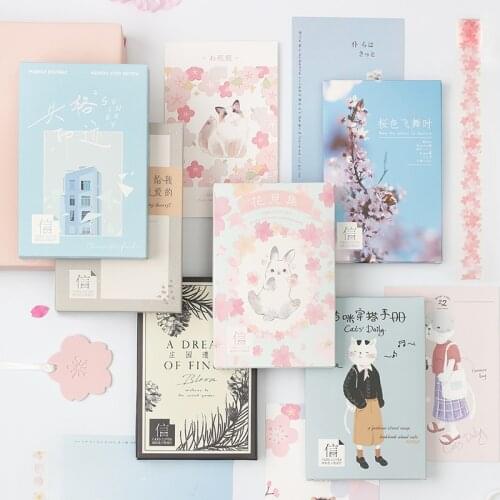30 Sheets/Set Cute Cherry Blossom Cat Series Paper Postcard Greeting Card Birthday Bussiness Gift Card Message Card