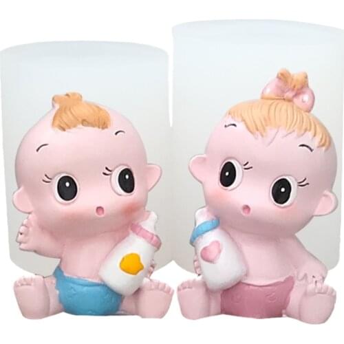 3D Newborn Baby Silicone Candle Mold for Fondant Chocolate Candy Soap Mould Baby Shower Birthday Party Cake Decoration