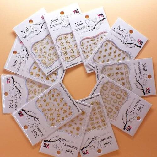 3D Nail Sticker Decals 2020 new Design Gold Shiny Effect multi 1000 shape for Nail Manicure Decoration Nail Arts tools