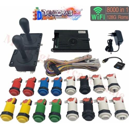 3D Pandora Saga EX game Board 8000 In 1 Wifi DIY Kit 2 Playes Arcade Game Cabinet kit with 8 Way Joystick and HAPP Push Button