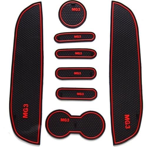 3D Rubber Mat For MG 3 2011-2016 MG3 Door Slot Pad Cup Cushion Groove Mat Lnterior Anti Slip Mat Car Accessories Stickers 8pcs