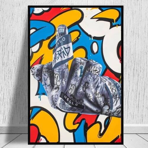 Abstract Street Art Graffiti Finger Poster Painting On Canvas Wall Art Prints Gesture Picture For Living Room Mural Decoration