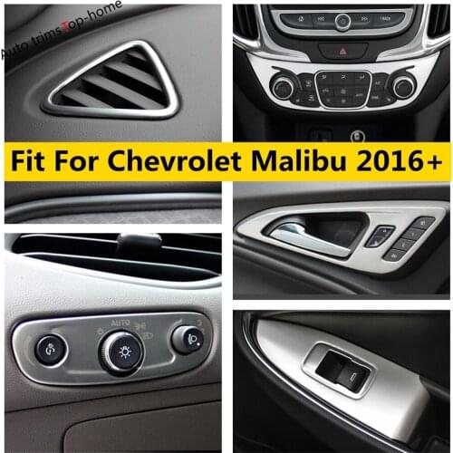 Stainless Steel Accessories Window Lift Button Head Light AC Air Panel Handle Bowl Cover Trim For Chevrolet Malibu 2016 - 2020