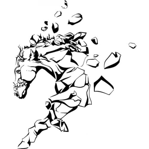 Car Stickers Horse Rock Animal Decoration PVC Car Stickers Decoration Accessories Waterproof Sunscreen Black/white,17cm*13cm