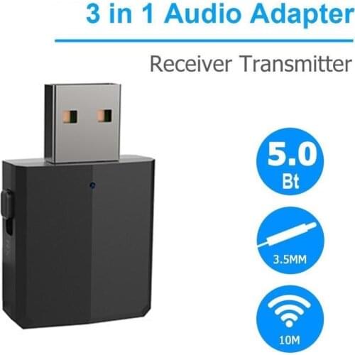 5.0 USB Bluetooth Transmitter Receiver Mini 3 IN 1 3.5mm AUX Jack HIFI Stereo Audio Wireless Adapter For TV PC Car Kit