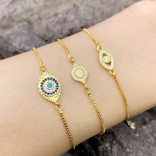 Gold Filled Crystal Blue Evil Eye Bracelet For Women Greek Eye Bracelet Charms Turkish Eye Jewelry Women Gifts olho grego brtc16