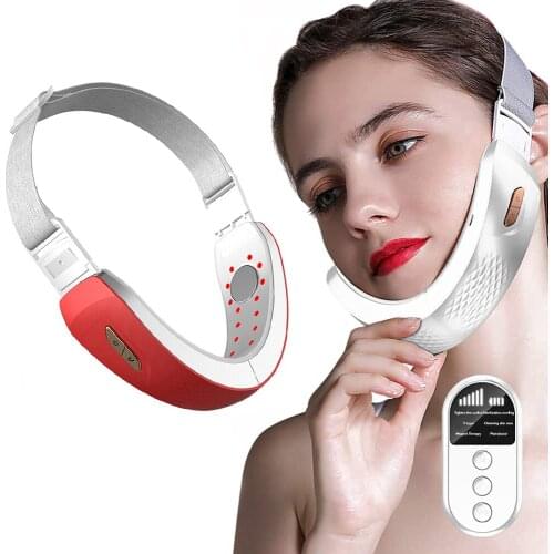 EMS Facial Lifting Device LED Photon Red Blue Light Therapy Galvanic Vibration Face Massager Skin Care Fixing Belt Slimming Tool