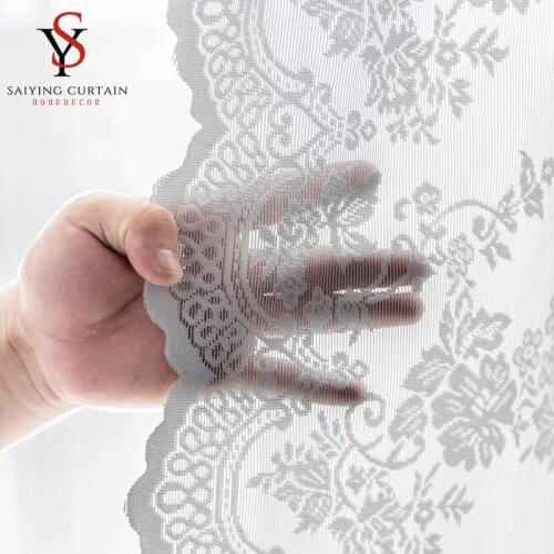 European White Lace Tulle Window Curtains Living Room Floral Sheer Voile Curtain For Bedroom Romantic Wedding Decoration Outdoor