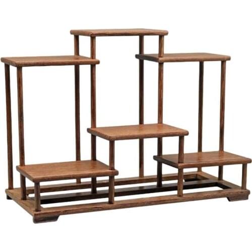 Hot Sale Teapot Set Small-sized Display Shelf Ancient Solid Wood Bracket Duobao Pavilion Base Combination Tea Stand