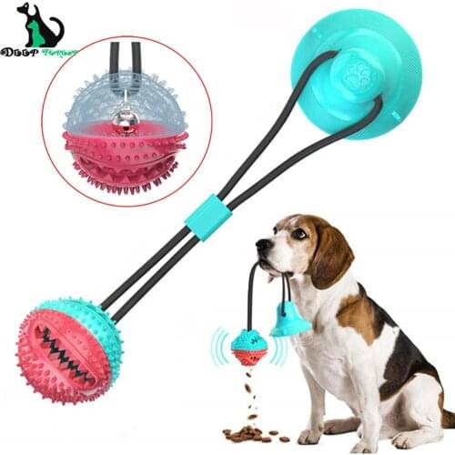 Dog Push Ball Toys Suction Cup Rope Dog Bite Chew Toys Teeth Cleaning Ball Pet Supplies Interactive Play Rubber DT-019