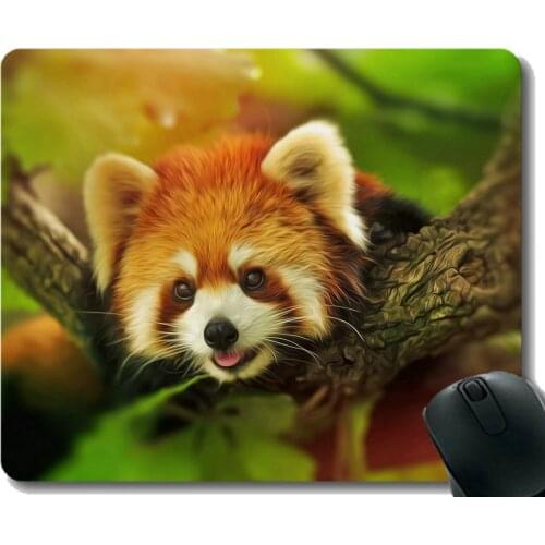 Mouse Pad with Stitched Edge,treatment Animal,little panda,tree ,Mouse Mat,Non-Slip Rubber Base Mousepad for Laptop,Computer