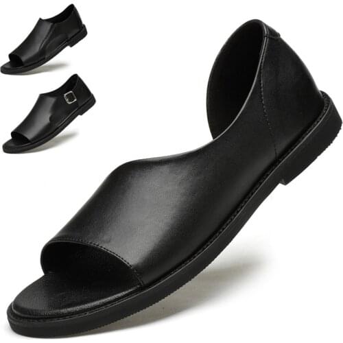 LEVPAIRS Men's Leather Sandals