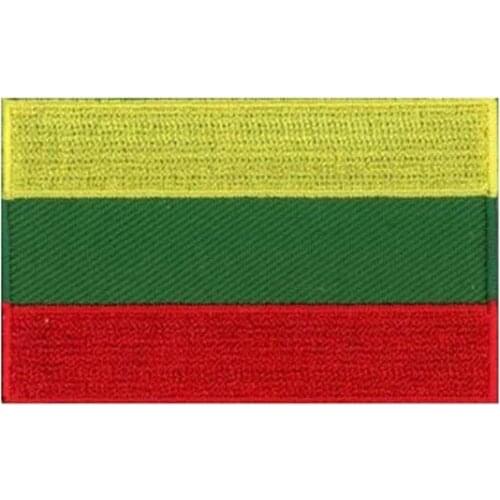 Lithuania Flag Embroidered Patch Custom Made Clothing Labels Twill with Flat Broder and Iron On Backing Accept Custom MOQ50pcs