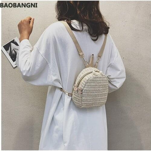 The new pearl lace accessories straw woven backpack can be one-shoulder diagonal straw woven bag