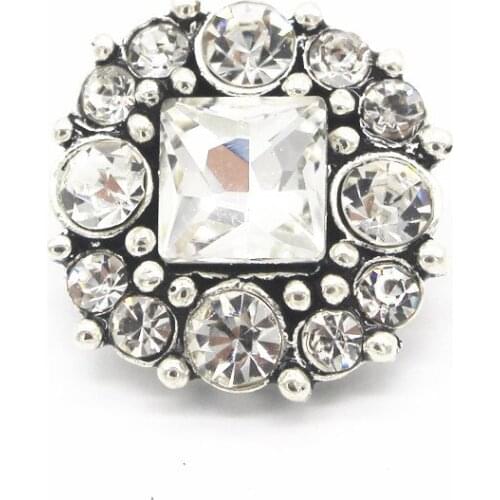 Wholesale 6pcs/lot Vintage Square Crystal Snap Buttons Rhinestone Snap Charms Fit 18mm/20mm Snap Bracelet DIY Jewelry Making