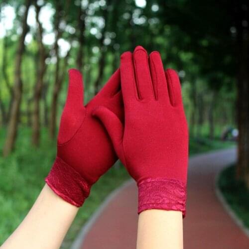 7 Colors Winter Women Gloves Autumn White Elastic Gloves Tight Warm Velvet Lace Etiquette Gloves Touch Screen