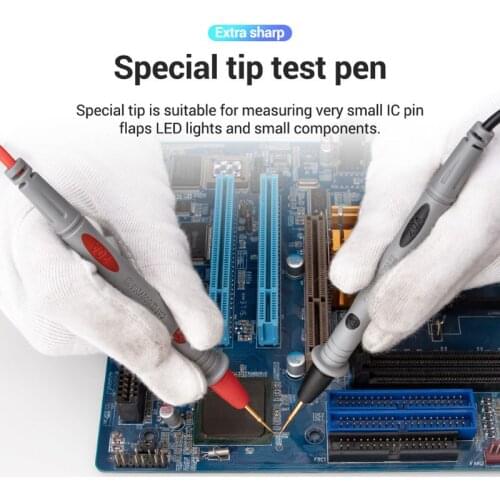 PT1031 Gold-plated Special Tip Digital Multimeter Test Lead 1000V 20ASlicon Wire Retardant Gilded Sharp Needle Probe
